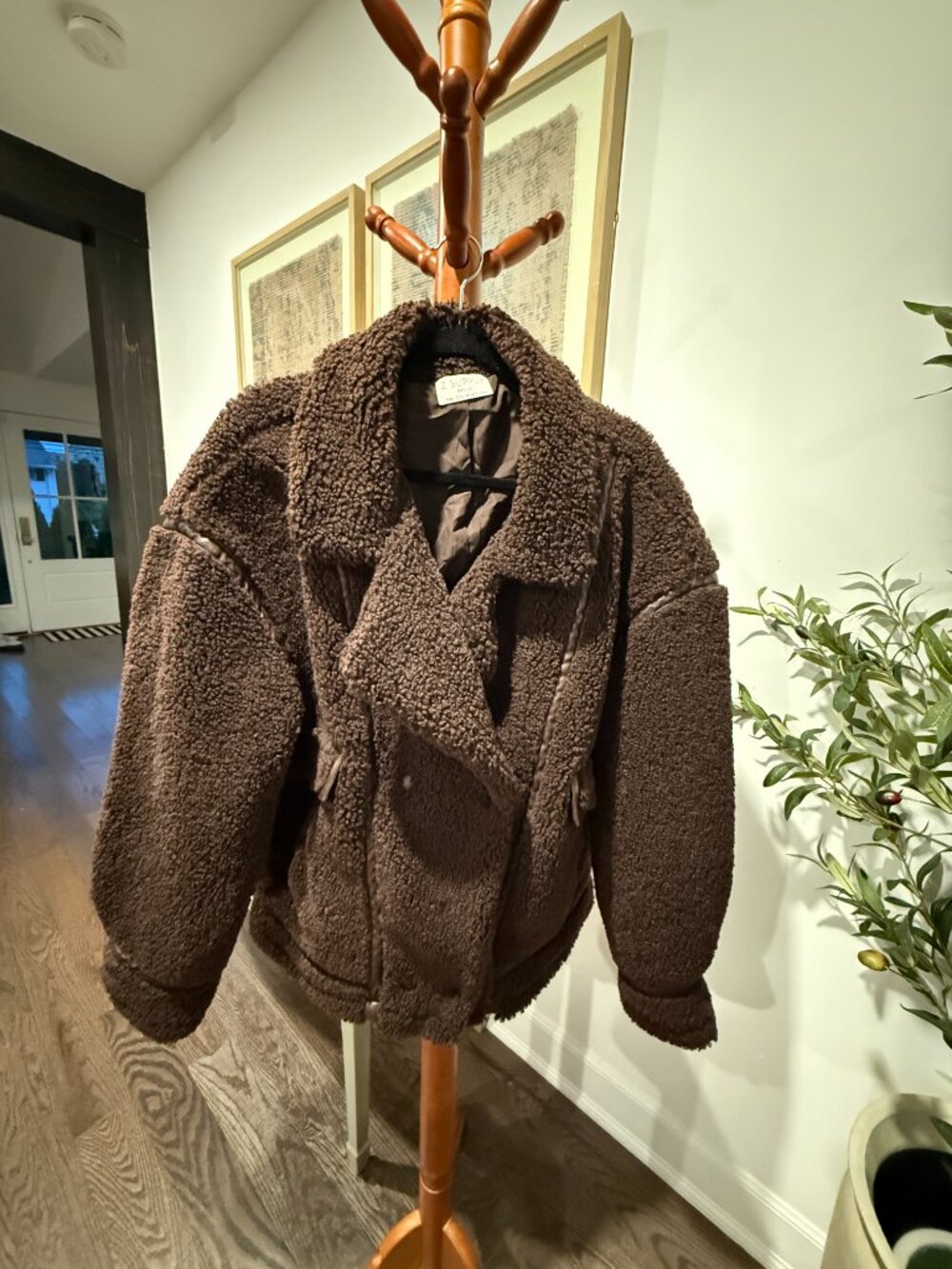 Z SUPPLY Brown Teddy Sherpa Moto Jacket Size M